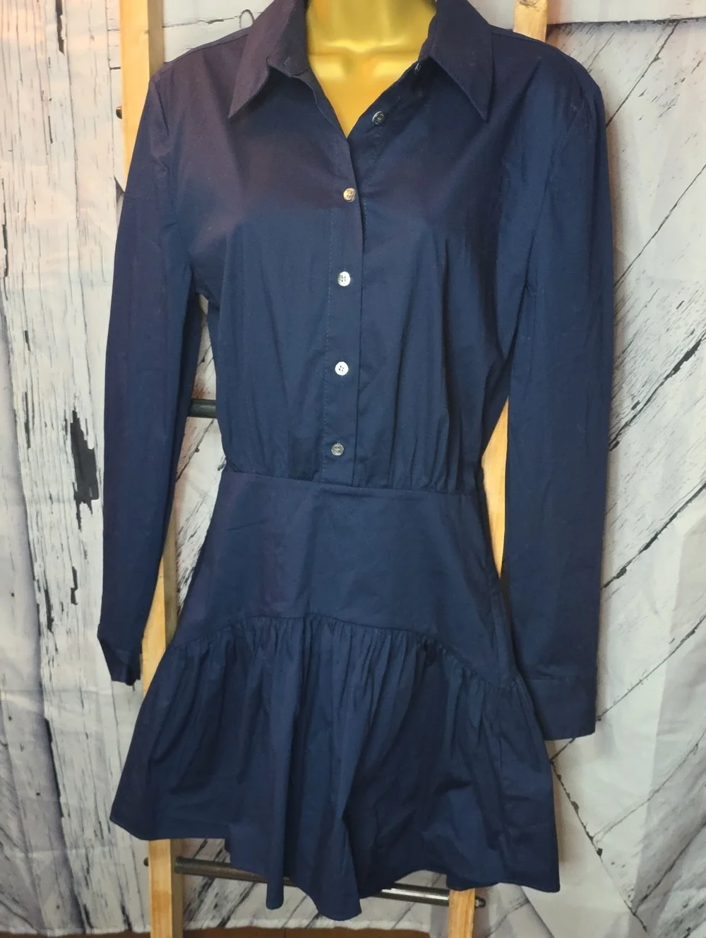 Staud Rocco Navy Mini Shirt Dress Size 4 - Picture 2 of 7